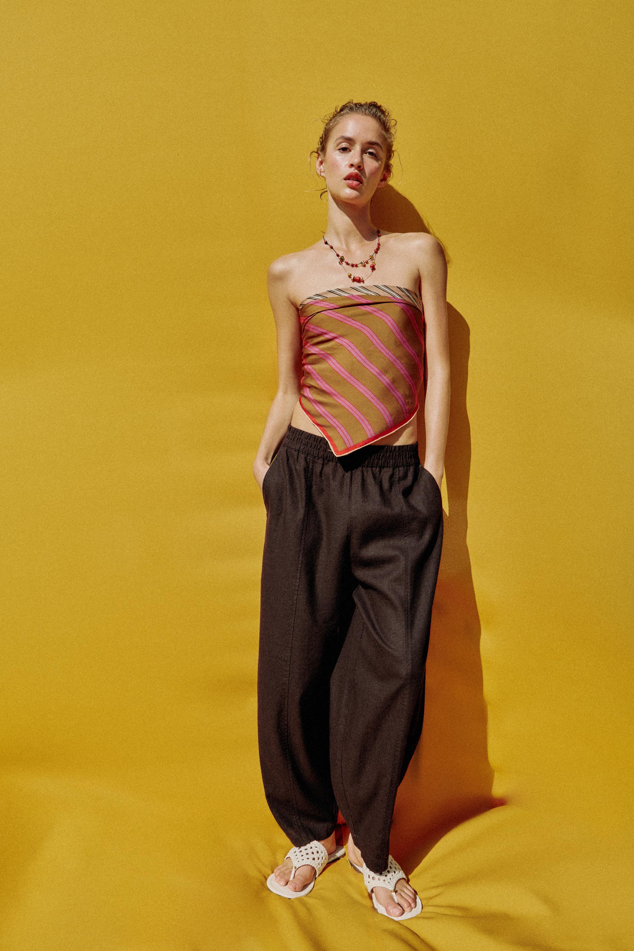 LINEN BARREL PANTS